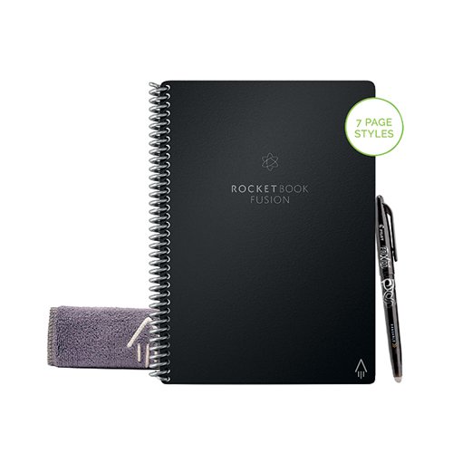 Rocketbook Fusion Executive Set Reusable A5 Notebook Black 505468