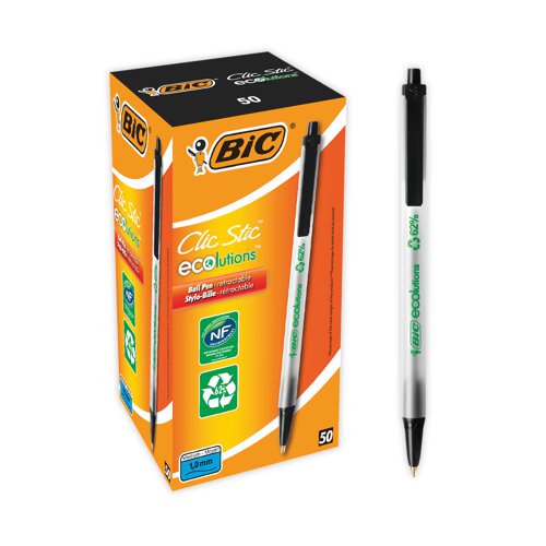 Bic Ecolutions Clic Stick Black (Pack of 50) 880 Ballpoint & Rollerball Pens BC17588
