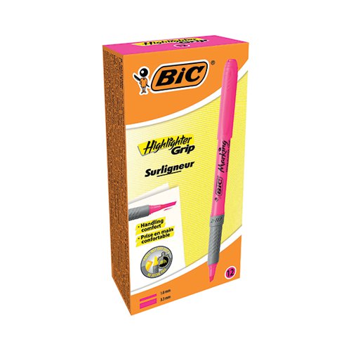 Bic Highlighter Grip Pink Box of 12 811934
