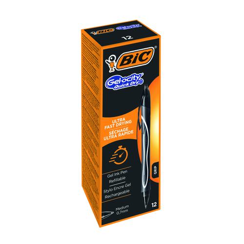 Bic Gel-ocity Quick Dry Ink Rollerball Pen 0.7mm Tip Width Black 949873 [Box 12]