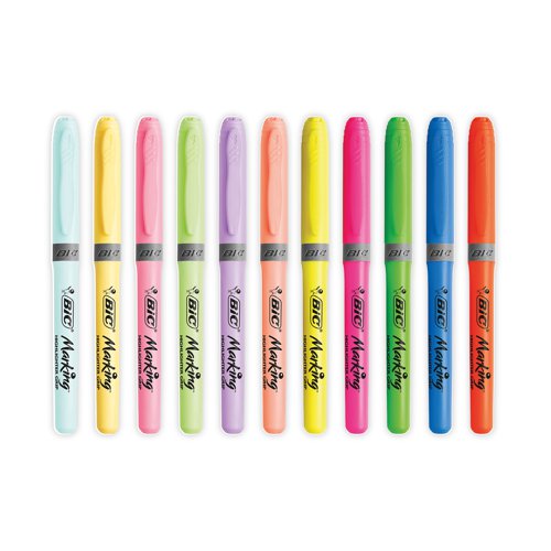 Bic Highlighter Grip Pastel Assorted (Pack of 12) 992562 - Bic - BC59373 - McArdle Computer and Office Supplies