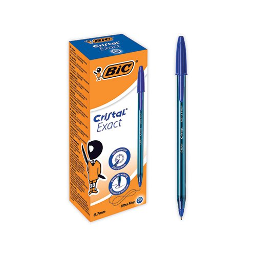 Bic Cristal Exact Ballpoint Pen Ultra Fine Point 0.7mm Blue 992605 [Box 20]