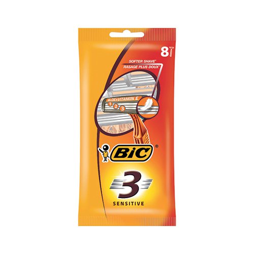 BIC 3 Sensitive Razor Pouch (Pack of 8) 872874