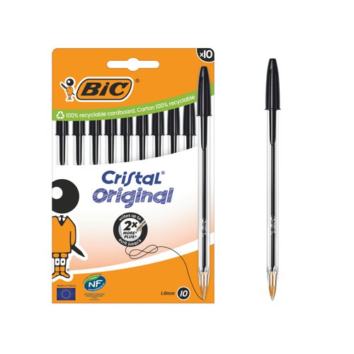 Bic Cristal Ballpoint Pen Medium Black (Pack of 10) 516353