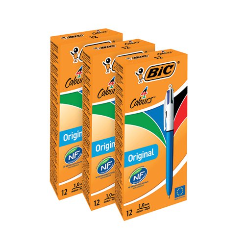 Bic 4 Colours Retractable Ballpoint Pen (Pack of 12) 3for2
