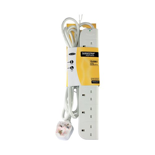 Belkin E-Series SurgeStrip Surge Protector 6-Socket 3m White F9E600UK3M BL42785 Buy online at Office 5Star or contact us Tel 01594 810081 for assistance