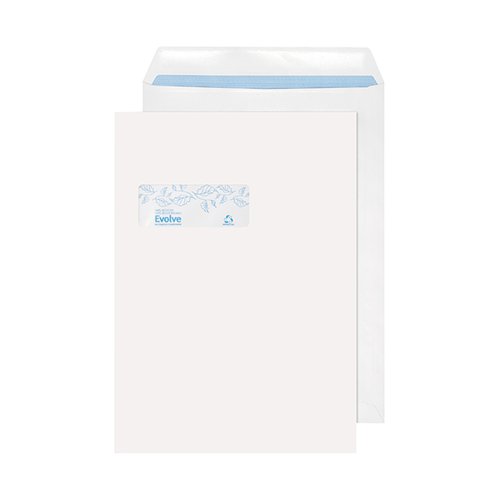 Evolve C4 Envelopes Window Recycled Pocket Self Seal 100gsm White (Pack of 250) RD7892