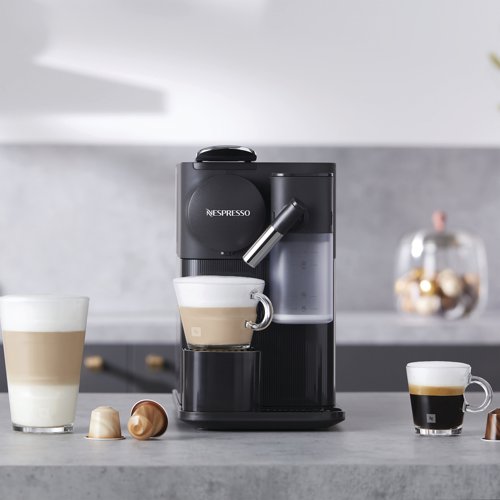 The Nespresso single serve, coffee machine features three beverage buttons to easily select your favourite drink, whether that be an Espresso or one of the coffee recipes using the removable milk jug. Simple to use with the 'One touch' system, this compact coffee machine is easy to clean with a dishwasher safe, removable water tank and milk jug. Enjoy premium coffee in the comfort of your own home with the Lattissima Nespresso coffee machine. Supplied in white with an Energy A++ rating.