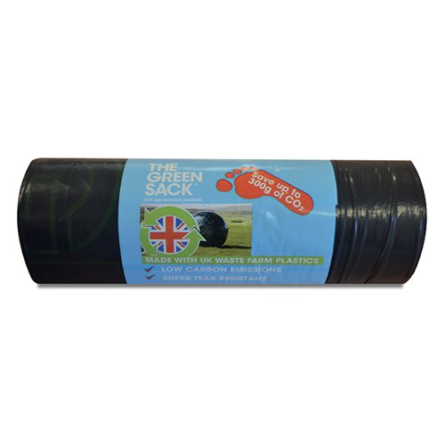 The Green Sack Medium Duty Refuse Sack On A Roll Black Pack Of 15 Gr0771