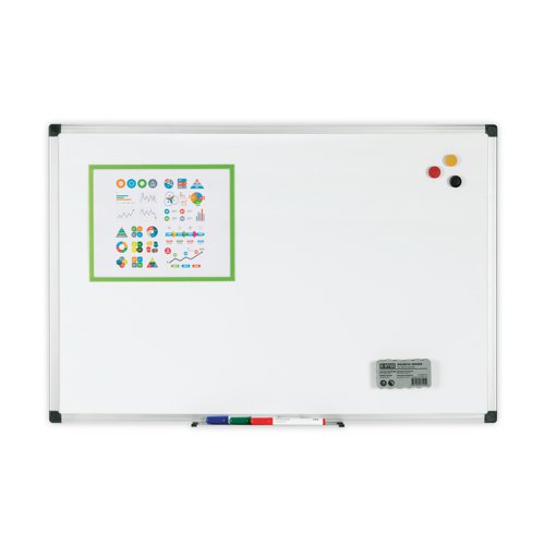 BQ11307 Bi-Office Maya Magnetic Drywipe Board 900x600mm MA0307170
