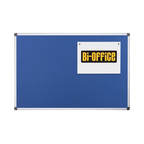 Great for displaying information and notices, or for presenting and brainstorming, this Bi-Office noticeboard has a smooth blue felt surface for use with push pins. The board features an anodised aluminium frame with plastic corners to conceal the wall fixings. This board measures W900 x H600mm and comes supplied with a wall fixing kit.