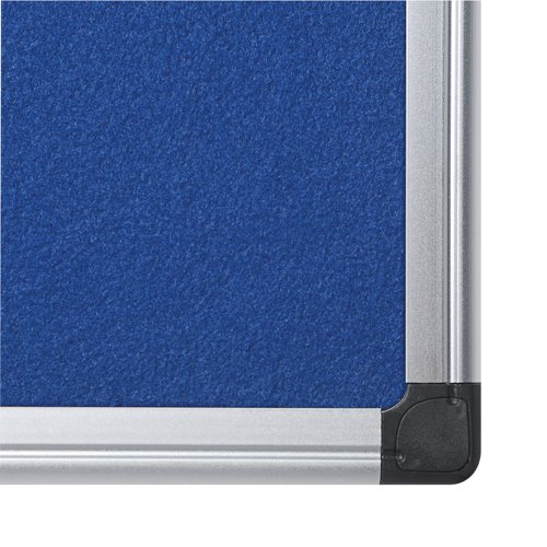 Great for displaying information and notices, or for presenting and brainstorming, this Bi-Office noticeboard has a smooth blue felt surface for use with push pins. The board features an anodised aluminium frame with plastic corners to conceal the wall fixings. This board measures W1200 x H900mm and comes supplied with a wall fixing kit.