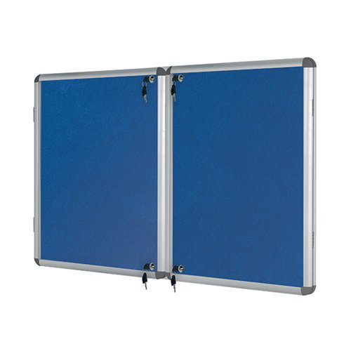 Bi-Office Enclore Felt Indoor Lockable Glazed Case 1230x1830x35mm Blue VT770107150
