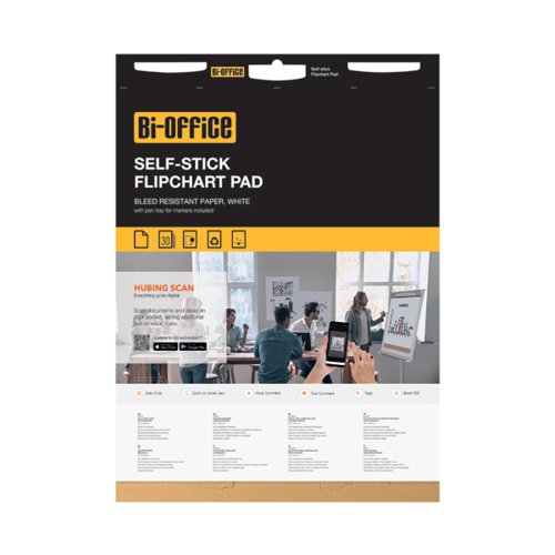 Bi-Office Self-Stick Flipchart Pad 635x780mm 30 Sheet White (Pack of 2) FL128107