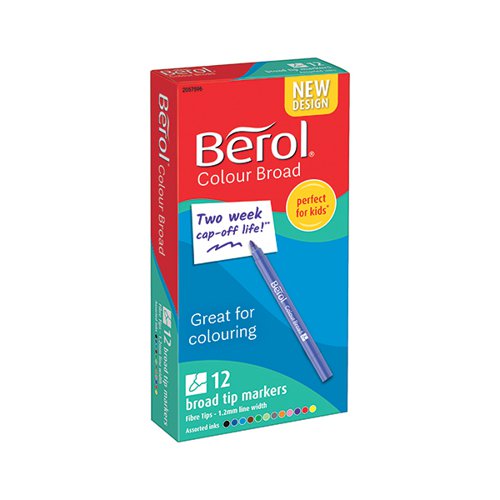 Berol Colourbroad Pen Water Based Ink Assorted (Pack of 12) CB12W12 S0375410