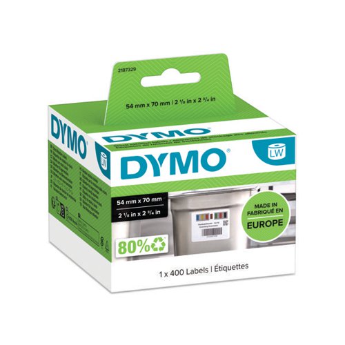 BR06365 | These Dymo Labelwriter Stock Rotation labels are suitable for use with the LabelWriter 5 Series: 5XL, 550T and 550 and are supplied in one roll of 400 labels. Ideal for streamlining inventory and food safety in hospitality and food service such as tagging and dating food for safe or safe storage; waste reduction; and adherence of health and safety regulations. The labels are designed to help to reduce the risk of serving expired or spoiled food and reduce unnecessary food disposal. Fully compliant with industry and regulatory standards for food labelling, each label measures 70mm x 54mm.