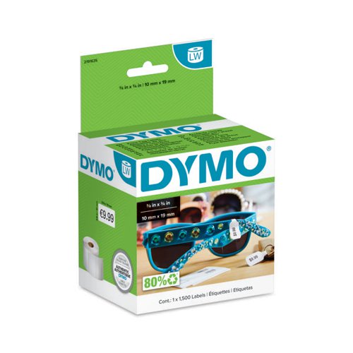 BR06366 | This Dymo Labelwriter label roll is suitable for use with the LabelWriter 5 Series: 5XL, 550T and 550. Printing black on white, the label roll contains 1,500 labels in total, featuring both adhesive and non-adhesive label sections, to wrap small merchandise. The labels offer 300dpi, crystal clear prints for prices, barcodes and QR codes. The sustainable direct thermal printing process means that there is no need for messy, expensive ink or toner cartridges. Supplied in one roll of 1,500 labels.