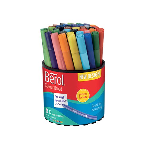 Berol Colourbroad Pen Water Based Ink Assorted (Pack of 42) CBT S0375970 Fineliner & Felt Tip Pens BR30073