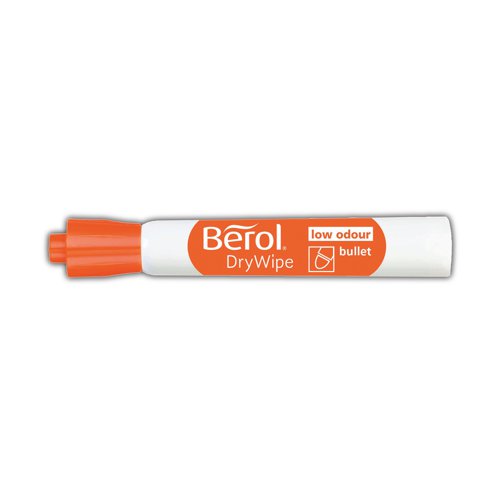 BR84869 | The Berol washable drywipe range has been specially formulated for use on childrens' whiteboards and will wash easily from clothes and most other fabrics. Bullet tip for bold, even lines. Line width 2mm. This assorted pack contains 96 markers in black, blue, red, green, purple, lime, pink, orange and brown.