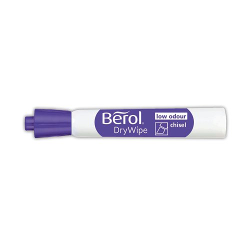 The Berol washable drywipe range has been specially formulated for use on childrens' whiteboards and will wash easily from clothes and most other fabrics. Chisel tip for line width 2.0 - 5.0mm. This assorted pack contains 48 markers, 8x black, and 5x each of blue, red, green, purple, lime, pink, orange and brown.