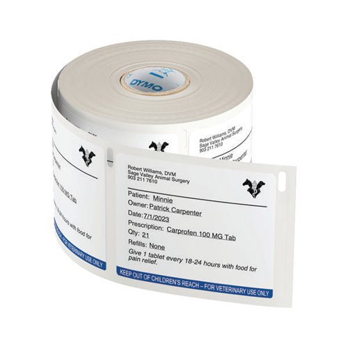BR87328 Dymo Labelwriter Veterinary Prescription 54x70mm Easy-Peel 400 Labels (Pack of 6) 2187328