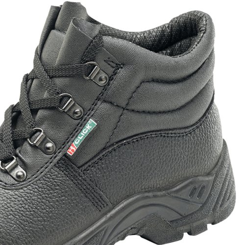 These high quality safety boots are suitable for use in industrial environments keeping your feet comfortable and protected. A dual density sole gives additional grip and are also protected from static shock. The 4 D-ring boots include a steel mid-sole, 200 joule toe-cap, and leather uppers so that the most delicate parts of your feet are protected against injury. These also features shock absorbing heals to help mitigate injuries from one-off or repeated shock loading. The soles are resistant to oil and slip resistant, providing a high quality protective necessities for anybody working in an industrial environment. Conforms to EN ISO20345:2011 S1P SRC.