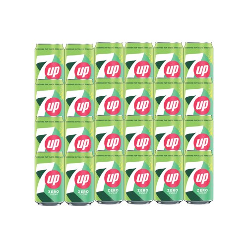 7 Up Zero Lemon and Lime Carbonated Soft Drink Canned 330ml (Pack of 24) 251254 BRT30987