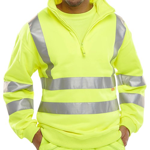 This pull on quarter zip high visibility sweatshirt is made from 100% polyester 280gsm fleece fabric. The anti pill fabric prevents little balls of thread appearing on the surface of the fabric, keeping it looking like new for longer. Machine washable at 40 degrees up to a maximum of 25 wash cycles.