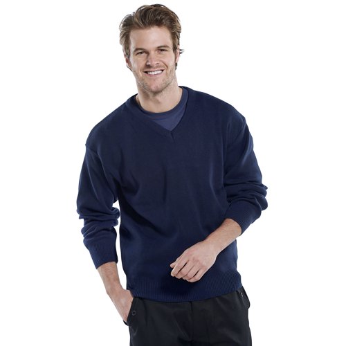 Beeswift Click Acrylic V-Neck Military Style Security Sweater Navy Blue 2XL BSW00679 Buy online at Office 5Star or contact us Tel 01594 810081 for assistance