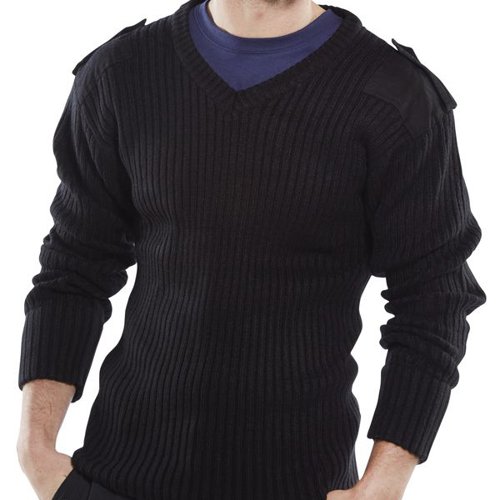 Beeswift Acrylic Mod V-Neck Sweater Black XL BSW00695 Buy online at Office 5Star or contact us Tel 01594 810081 for assistance
