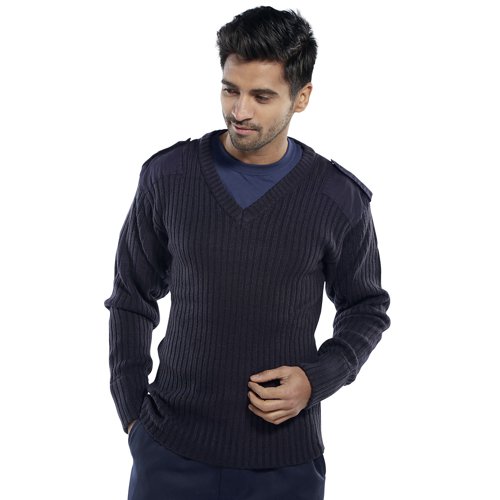 Beeswift Acrylic Mod V-Neck Sweater Navy Blue 2XL BSW00700 Buy online at Office 5Star or contact us Tel 01594 810081 for assistance