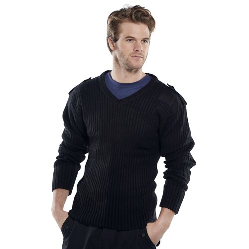Beeswift Acrylic Mod V-Neck Sweater Black 3XL BSW00924 Buy online at Office 5Star or contact us Tel 01594 810081 for assistance