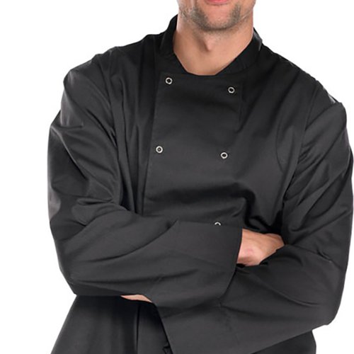 Beeswift Chefs Long Sleeve Jacket Stud Fastening Black M