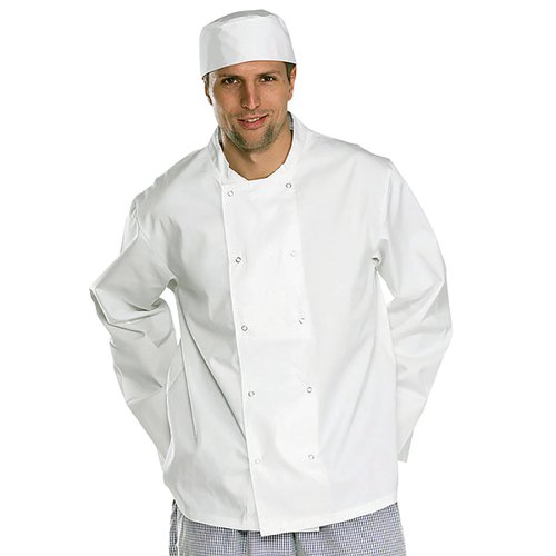 Beeswift Chefs Long Sleeve Jacket Stud Fastening White 2XL