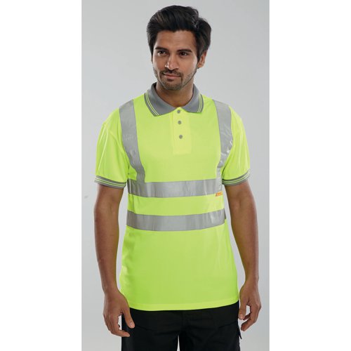 Beeswift High Visibility Short Sleeve Polo Shirt Saturn Yellow L