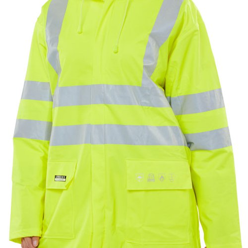 Beeswift Fire Retardant Anti-Static High Visibility Jacket BSW01266 Buy online at Office 5Star or contact us Tel 01594 810081 for assistance