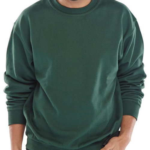 300gsm Polycotton Sweatshirt made from 65% polyester and 35% cotton. Features drop shoulders and ribbed cuffs and waistband. Machine washable at 40 degrees C.