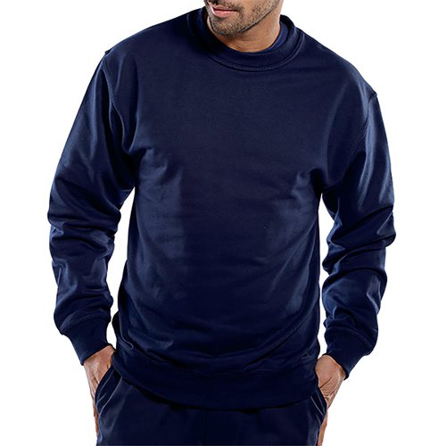 Beeswift Click Polycotton Sweatshirt Navy Blue L BSW01882 Buy online at Office 5Star or contact us Tel 01594 810081 for assistance