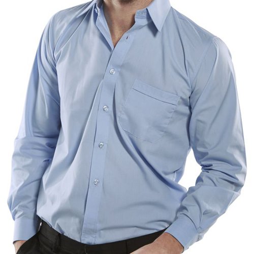 Classic long sleeve shirt made from 65/35% poly cotton. Features stiffened collar, left breast pocket and button cuffs.