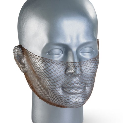 Our 5mm Close Mesh Beard Snood is made from polypropylene for high moisture transportation and wicking properties. This helps to diffuse the risk of the wearer recycling carbon dioxide on inhalation; when compared to a non-woven Beard Cover. This product is a metal free complete lower face cover, the lightweight mesh encloses beards and moustaches. Ideal method for eliminating loose hair contamination. Fits comfortably and snugly around the face. Material is ignition resistant. Standard Size. Pack Size of 12. Carton of 2400 (200 packs of 12).