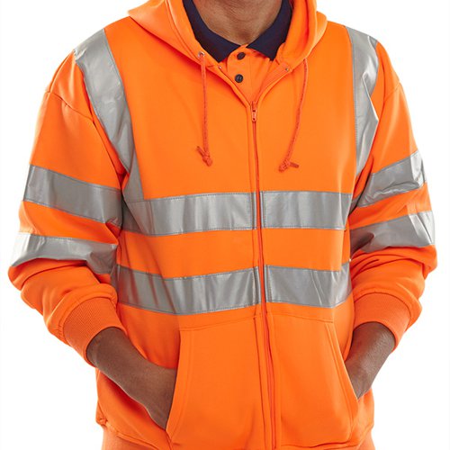 Beeswift Zip Up Hooded High Visibility Sweatshirt Orange S