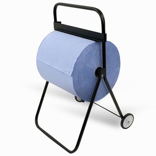 This heavy duty portable towel dispenser can be moved to any location where it is required. It dispenses the NWPW2B107 blue roll.