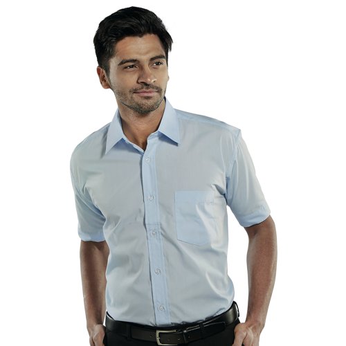 Beeswift Classic Short Sleeve Shirt Sky Blue 19 BSW10257 Buy online at Office 5Star or contact us Tel 01594 810081 for assistance
