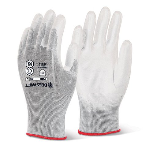 Beeswift PU Coated Gloves White L
