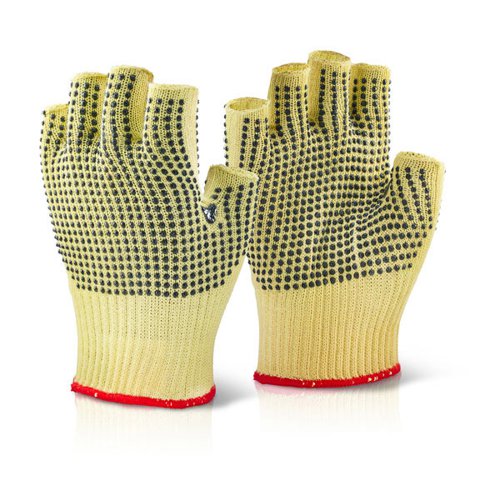 Beeswift Reinforced Fingerless Dotted Gloves 1 Pair Yellow 10