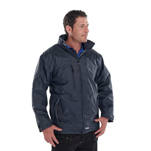 BSW10968 | The Beeswift Mercury Jacket is a half fleece lined workwear jacket with zipped pockets for storage. The Mercury jacket is part of the B-Dri Weatherproof range that has been designed to protect its wearers from harsh elements. The jacket is suitable for a wide range of uses from within the workplace to outdoor leisure activities and has been designed to fit over the wearers clothes. The jacket features 2 zipped side pockets, 1 zipped security pocket, zipped logo access, 2 internal zipped pockets, internal mobile phone pocket, adjustable hook and loop cuffs, draw cord waist and taped seams.