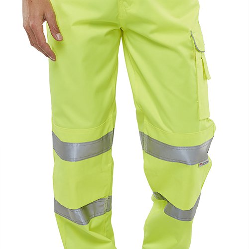 Beeswift Polycotton High Visibility Trousers Saturn Yellow 30