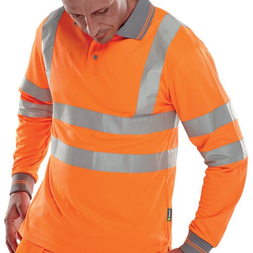 Beeswift Long Sleeve Polo Shirt Orange XL