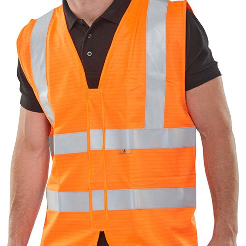 This flame retardant vest is made from 100% polyester fabric. It features flame retardant retro reflective High Visibility tape for greater visibility and flame retardant threads. This must be worn over EN ISO 14116 index2 or 3 garments and not next to the skin. Machine washable at 40 degrees up to a maximum of 5 wash cycles.