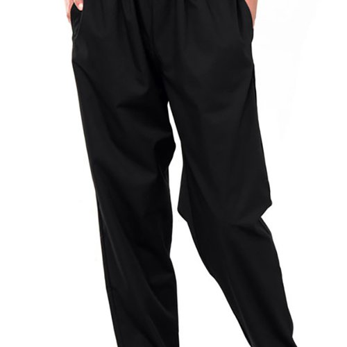 Chefs Trousers made from 65% Polyester 35% Cotton. Features an elasticated waist with drawcord.